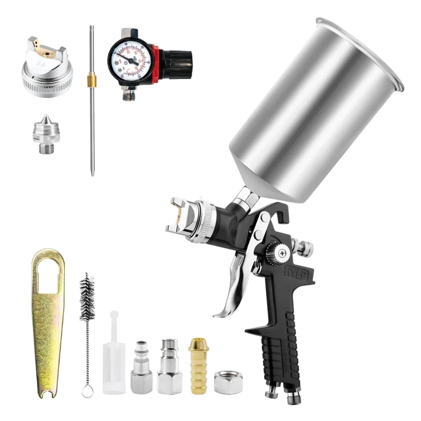 Pistolet lakierniczy H-827 - Pneumatyczny pistolet natryskowy z dyszami 1,4/1,7/2,0/2,5 mm, zestaw do samochodów i mebli,Wysoka wydajność(2.0mm)