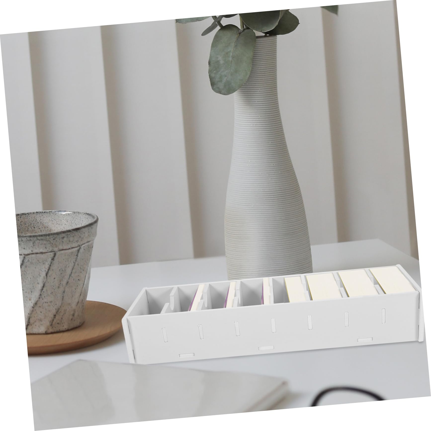 DOITOOL 3 Pezzi Organizer Ufficio Bianco PVC Multilivello per Biglietti Visita Custodia con Supporto Scrivania per Esposizione e Archiviazione Professionale