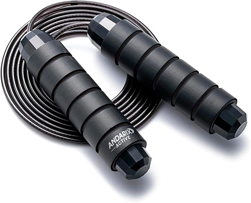 Corda de Pular Profissional Andarix Active Cabo de Aço Ajustável Alças de Espuma Rolamento de Esferas Fitness Academia