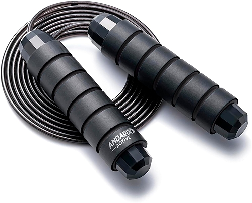 Corda de Pular Profissional Andarix Active Cabo de Aço Ajustável Alças de Espuma Rolamento de Esferas Fitness Academia