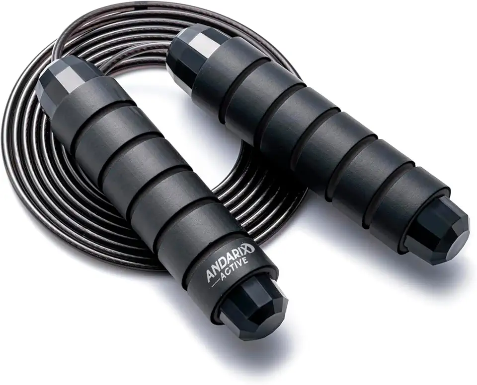 Corda de Pular Profissional Andarix Active Cabo de Aço Ajustável Alças de Espuma Rolamento de Esferas Fitness Academia