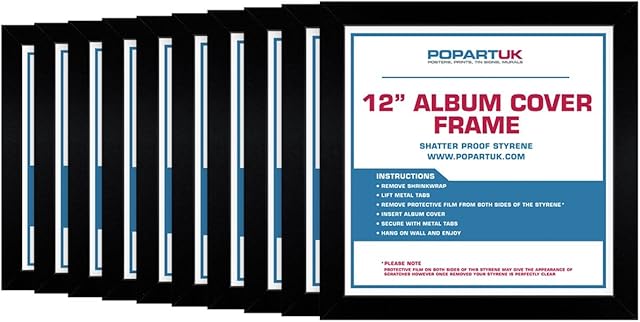 Retro Vinyl LP Record Album Square Black Frame 30cm/12 Cover Sleeve - 10 Pack