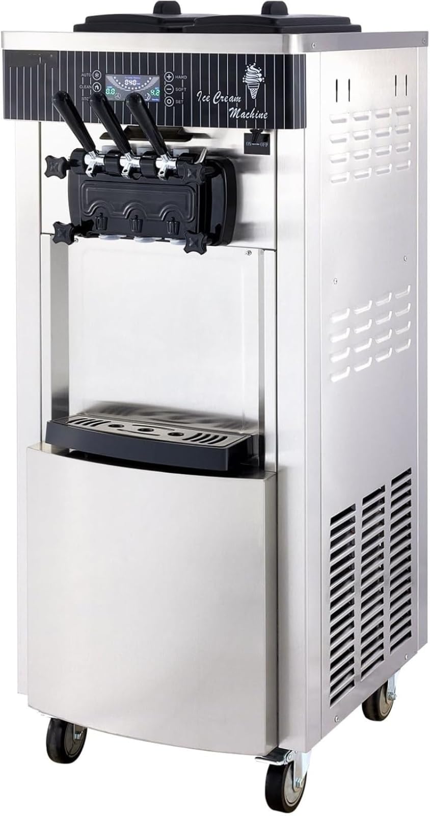 Máquina para helado Comercial 20-28 L/H Ice Cream Maker para ahora máquina helado profesional con bandeja para huevos y panel LCD preenfriado 2200W máquina de helado 3 sabores