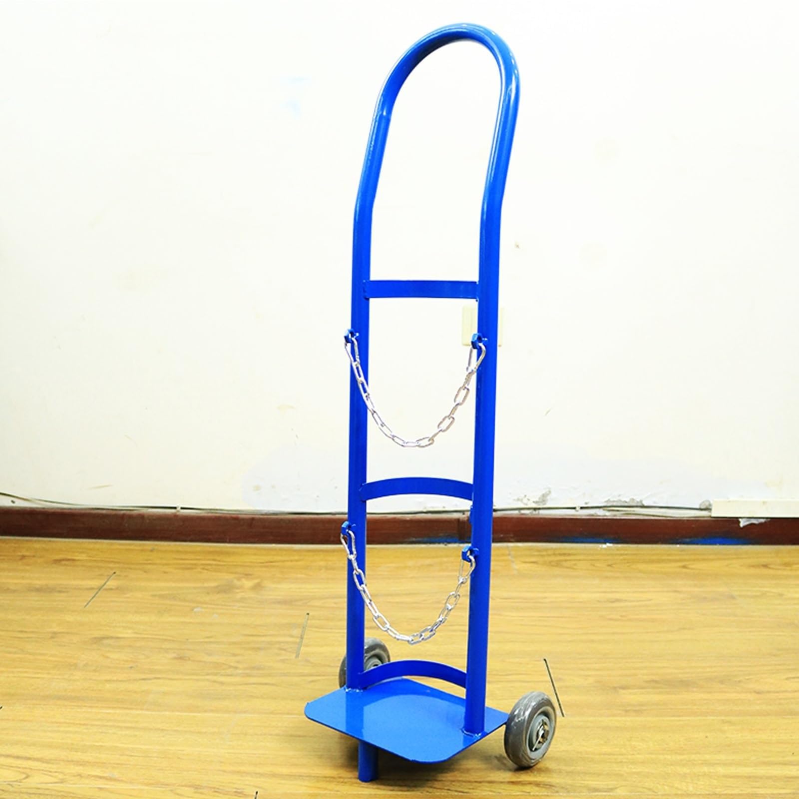 Carro Ligero para Cilindros de Gas de 8 a 15 L. Transportador de un Solo Cilindro para oxígeno, nitrógeno, argón y CO2. Ideal para centros médicos y Laboratorios (Azul).