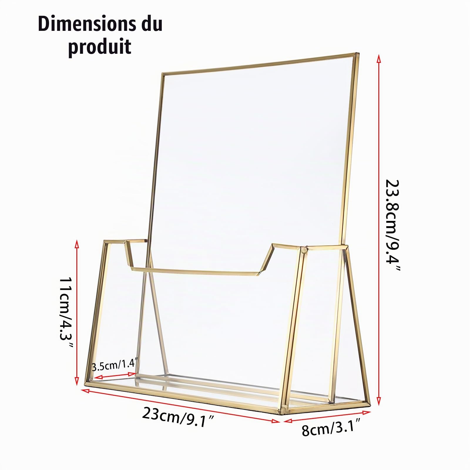 SUMTree Porte-brochures en métal et en verre porte de documents A4 support pour littérature de comptoir support d’affichage, 23 * 8 * 23.8cm