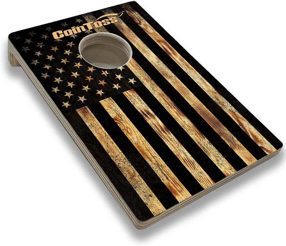 CoinToss Boards - USA Flag Burnt Wood - The Game Where Quarters Meets Cornhole