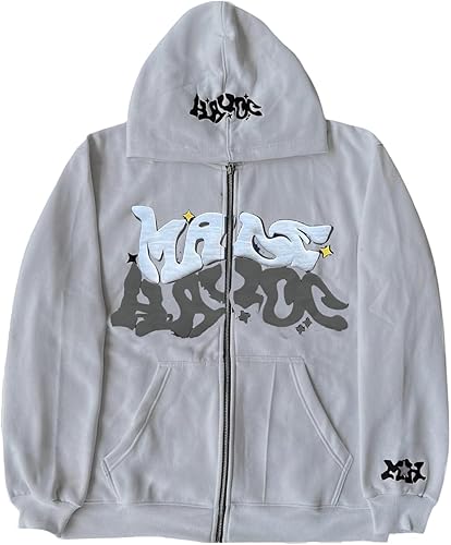 Y2K - Sudadera con capucha para mujeres y hombres, con cremallera, estilo grunge, casual, vintage, de gran tamaño, chaqueta Harajuku