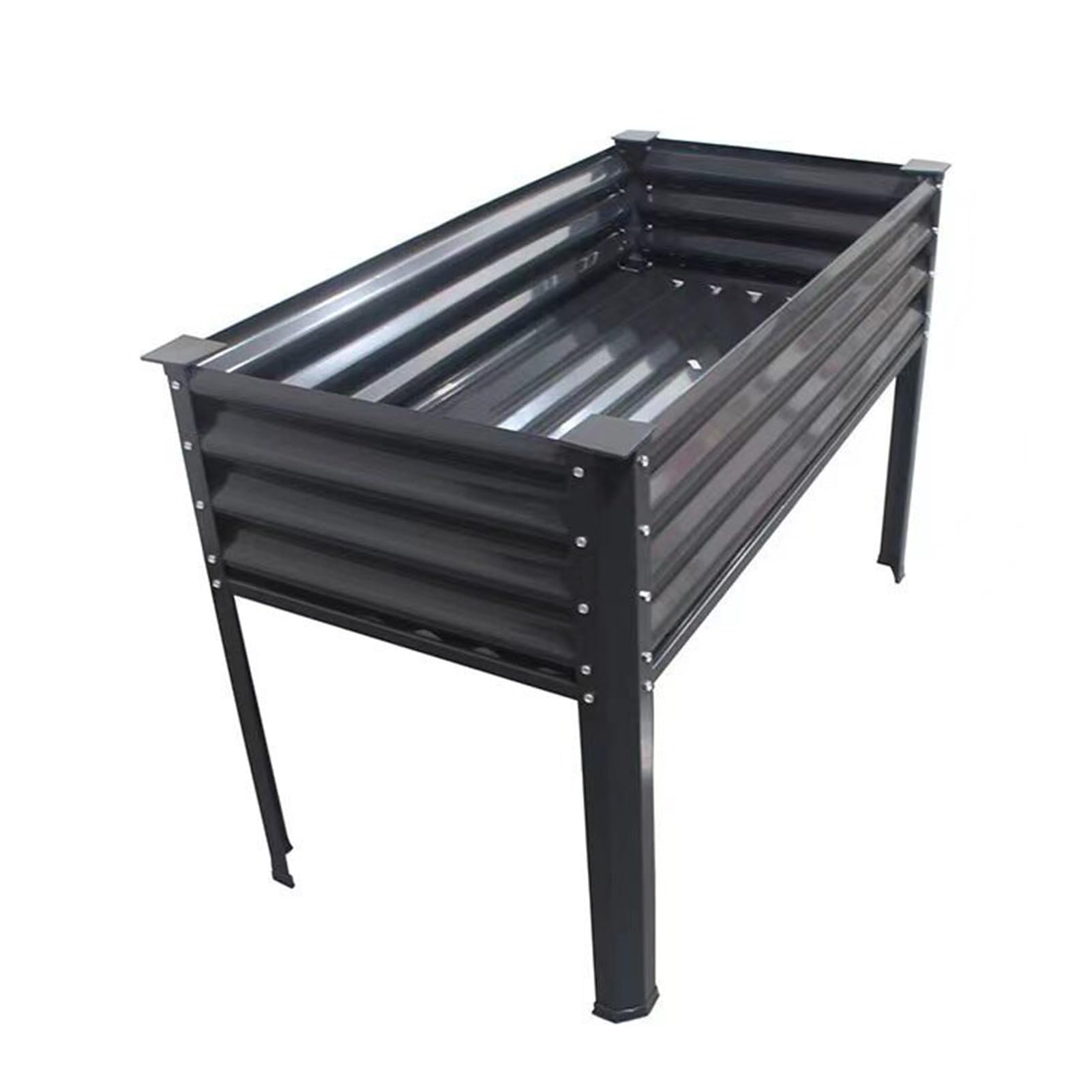 GUODDM Raised Garden Bed With Legs Galvanized High Raised Boxes Outdoor Planter Box For Vegetables Flowers Herb Balcony Backyard(Black)