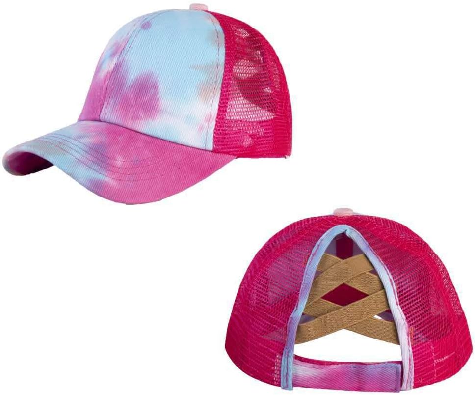 Girl's Criss Cross Trucker Hat Messy Bun High Ponytail Baseball Cap for Kids Ponycap - Image 2