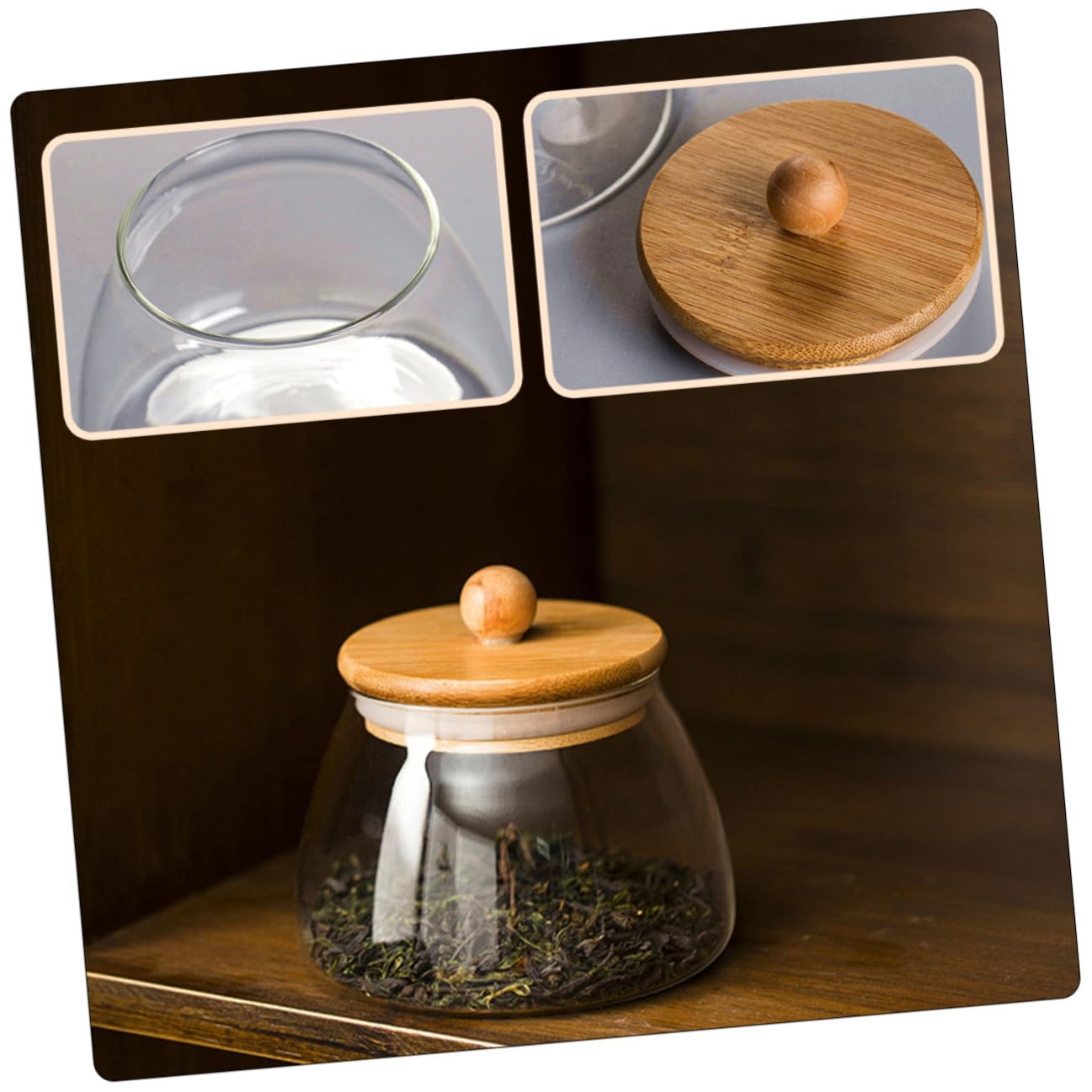 Barattoli in Vetro Borosilicato Coperchio in Bambù, Barattoli per Dolciumi Tenuta, Contenitori per Snack e Conservazione Alimenti, Set da 2 Pezzi per Feste