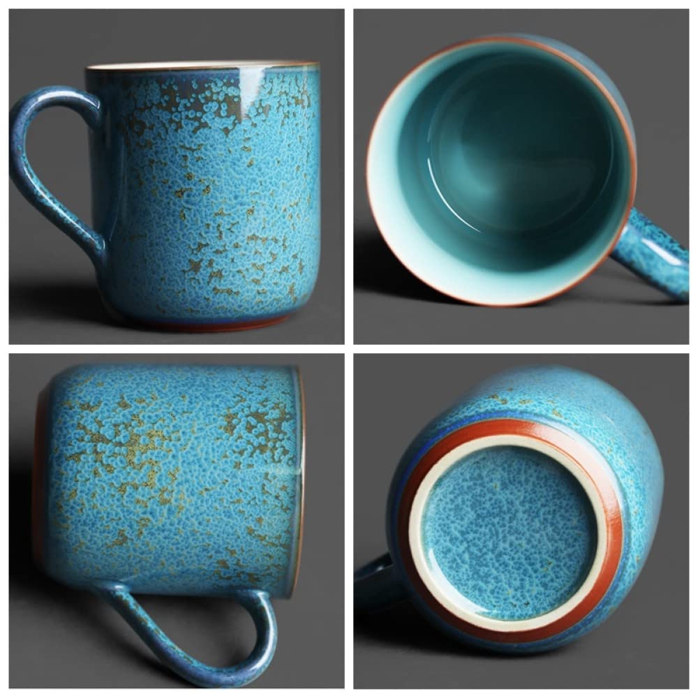 Tasse à Thé en Céramique avec Infuseur, Couvercle et Poignée - Porcelaine Émaillée Bleu Jade Faite à la Main en Chine