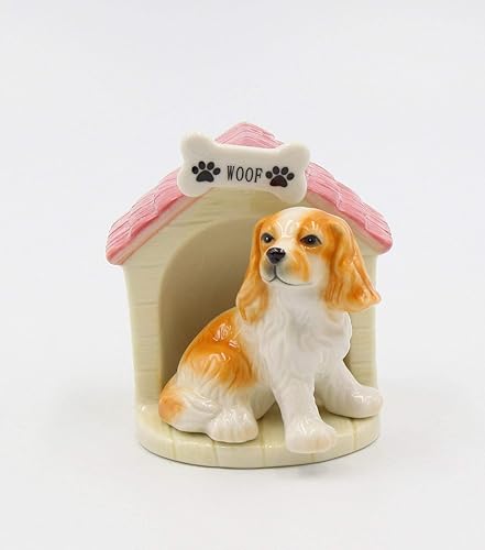 Miniatura 2 de Juego de cocker spaniel de porcelana fina con casa para perros, salero y pimentero, 3-38 pulgadas de alto