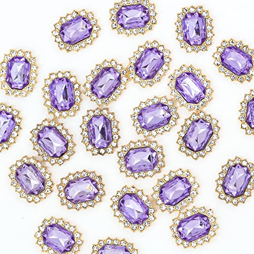 Rodvanvo 50 Pcs Luxurious Rhinestone Embellishments Crystal Decoration Handcraft Button Gold Bottom Diy Project For Flower Headband Dress Accessory (Purple) #TOP4