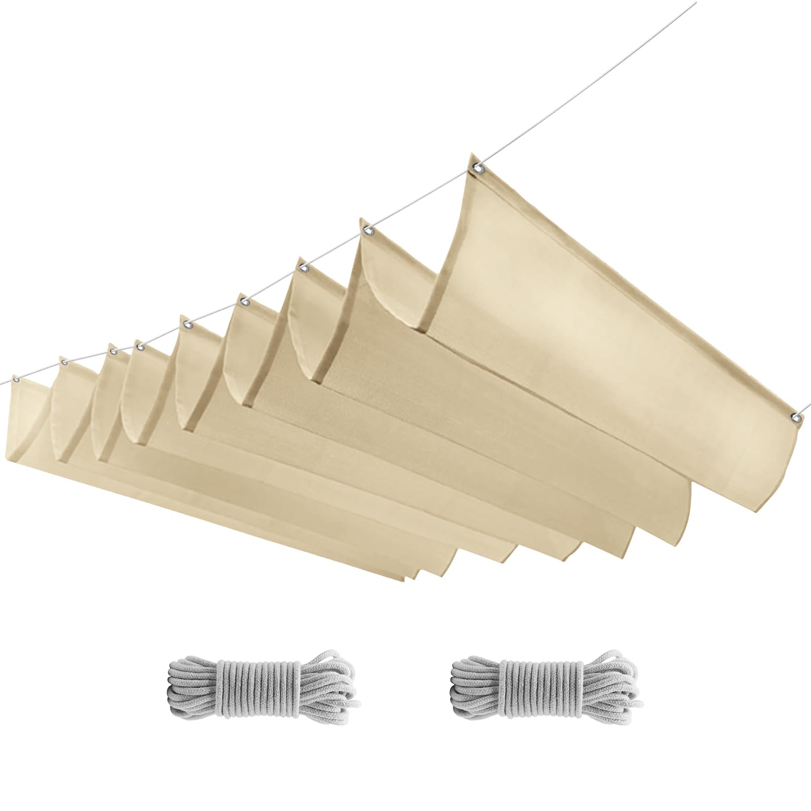 GKXLH Retractable Wave Sail Shade - Waterproof Patio Sun Shade Sail, Resistant Oxford Cloth Shade Sails, Sunscreen Anti-UV Shade Sail for Outdoor Garden Balcony Gazebo Pool (Beige Yellow, 1 x 5.5 m)