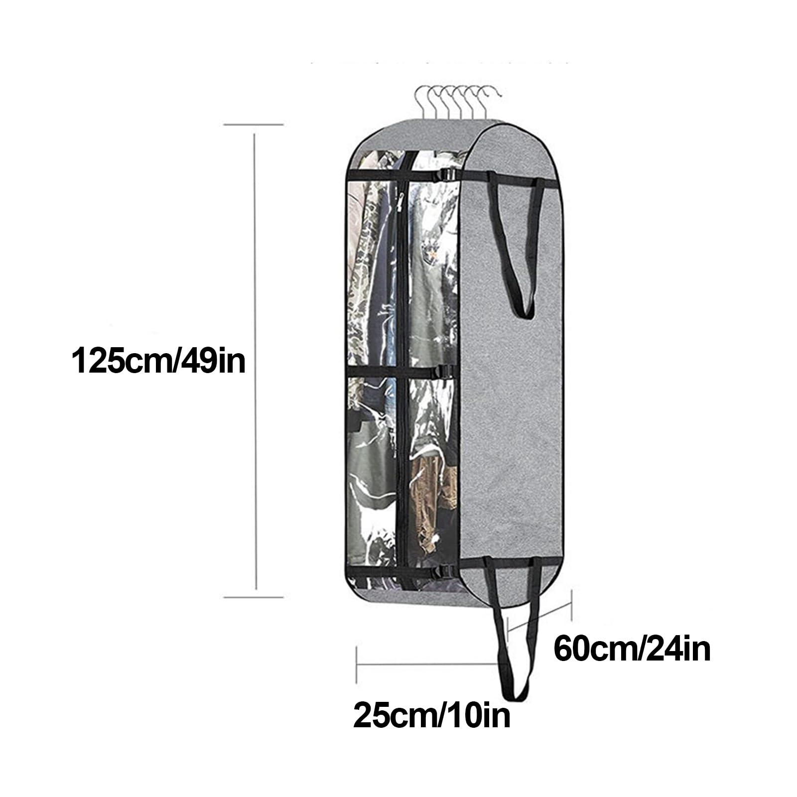 Funda Ropa Armario Tela Oxford Plegable con Ventana de Visualización | Gran Capacidad, Resistente Duradero Cuenta Asa Abertura para Percha para Ropa Abrigos(Black)