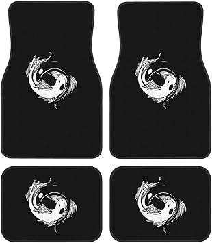 Yin and Yang Koi Fish Floor Mats for Cars, All-Weather Car Mats, Fit Automotive Floor Mats for Cars Trucks SUV, Universal Floor Liner Car Accessories