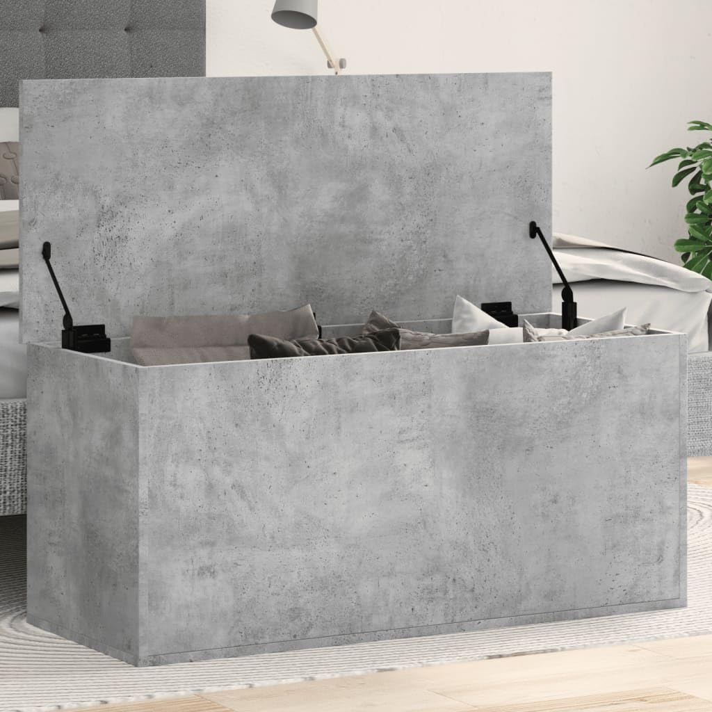 vidaXL Contenitore Grigio Cemento 100x42x46 cm Legno Multistrato Cesta Portaoggetti