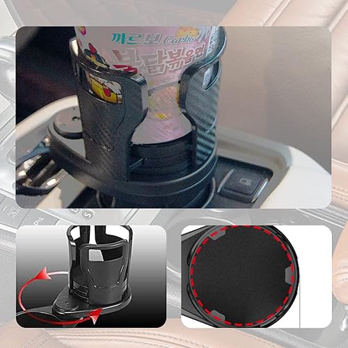 Vista 5 de Portavasos multifuncional para automóvil, portavasos grande ajustable multiusos (negro carbón)