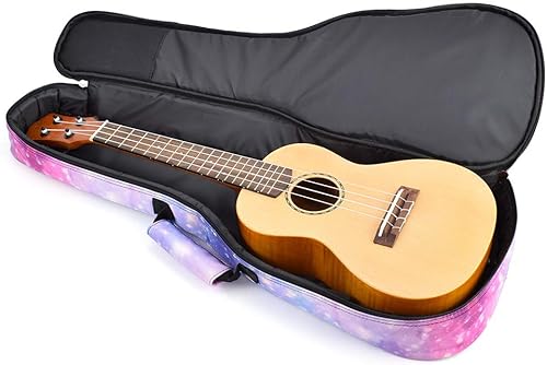 Miniatura 13 de CLOUDMUSIC Funda para ukelele - Mochila acolchada para soprano de 21 pulgadas (soprano, bordado de flores de pavo real azul)