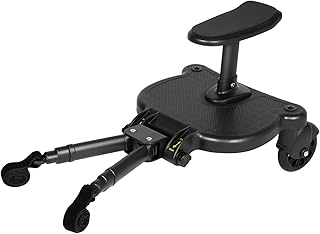 Tabla para cochecito, silla de paseo para todos los cochecitos, tabla de pie universal, diseño de dos ruedas de 360°, para niños de 3 a 7 años, con una carga máxima de 25 kg, color negro