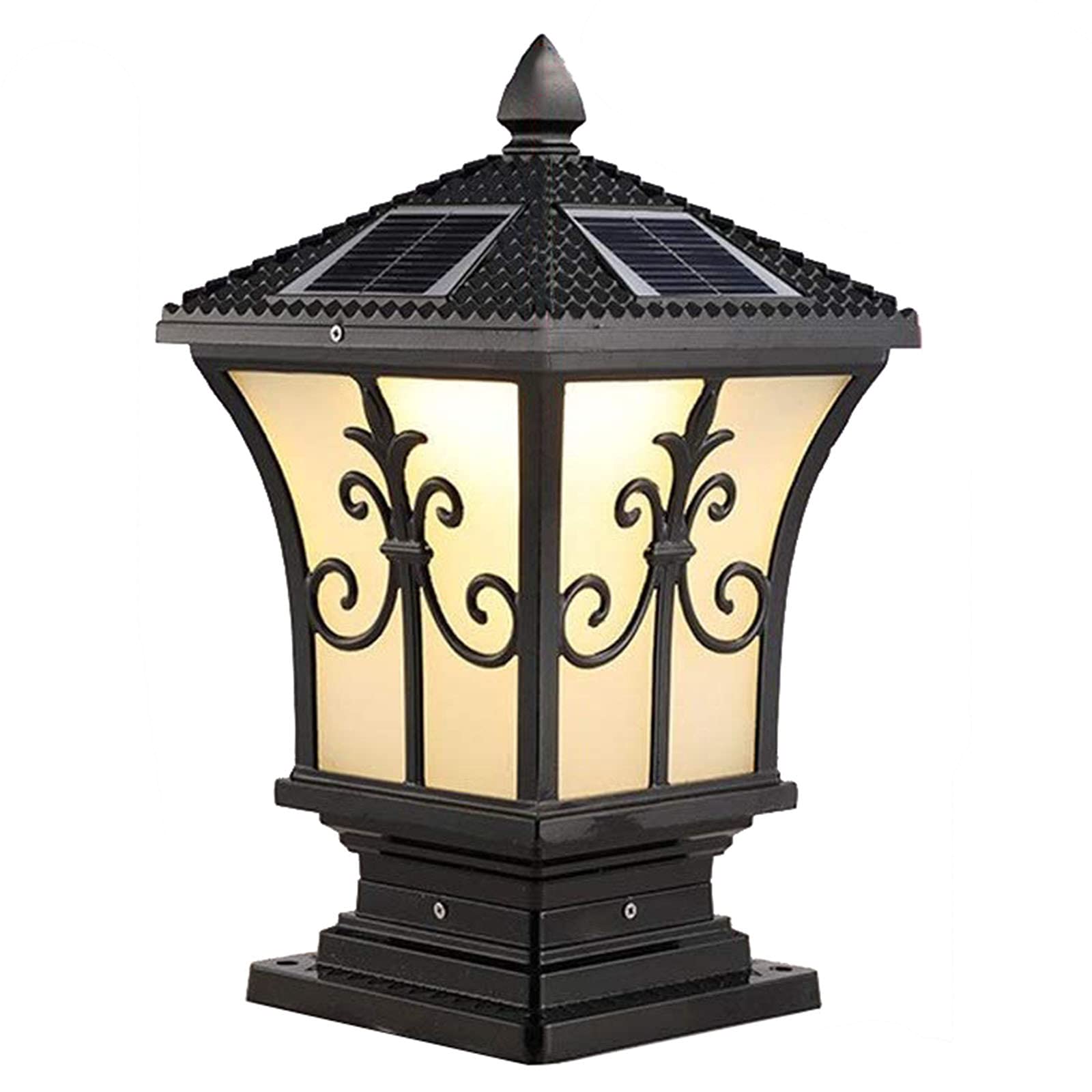 HGTYU Outdoor LED Pillar Light Solar Pillar Lamps Waterproof IP65 Pillar Lamps Die-cast Aluminum Glass Garden Pedestal Lamp Balcony Lawn Aisle Porch Garden Lights