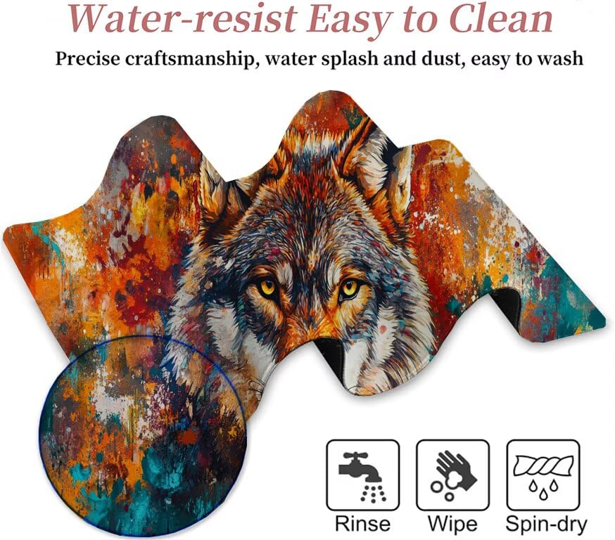 Tapis de souris de jeu bords cousus durables motif loup haute densité - 7