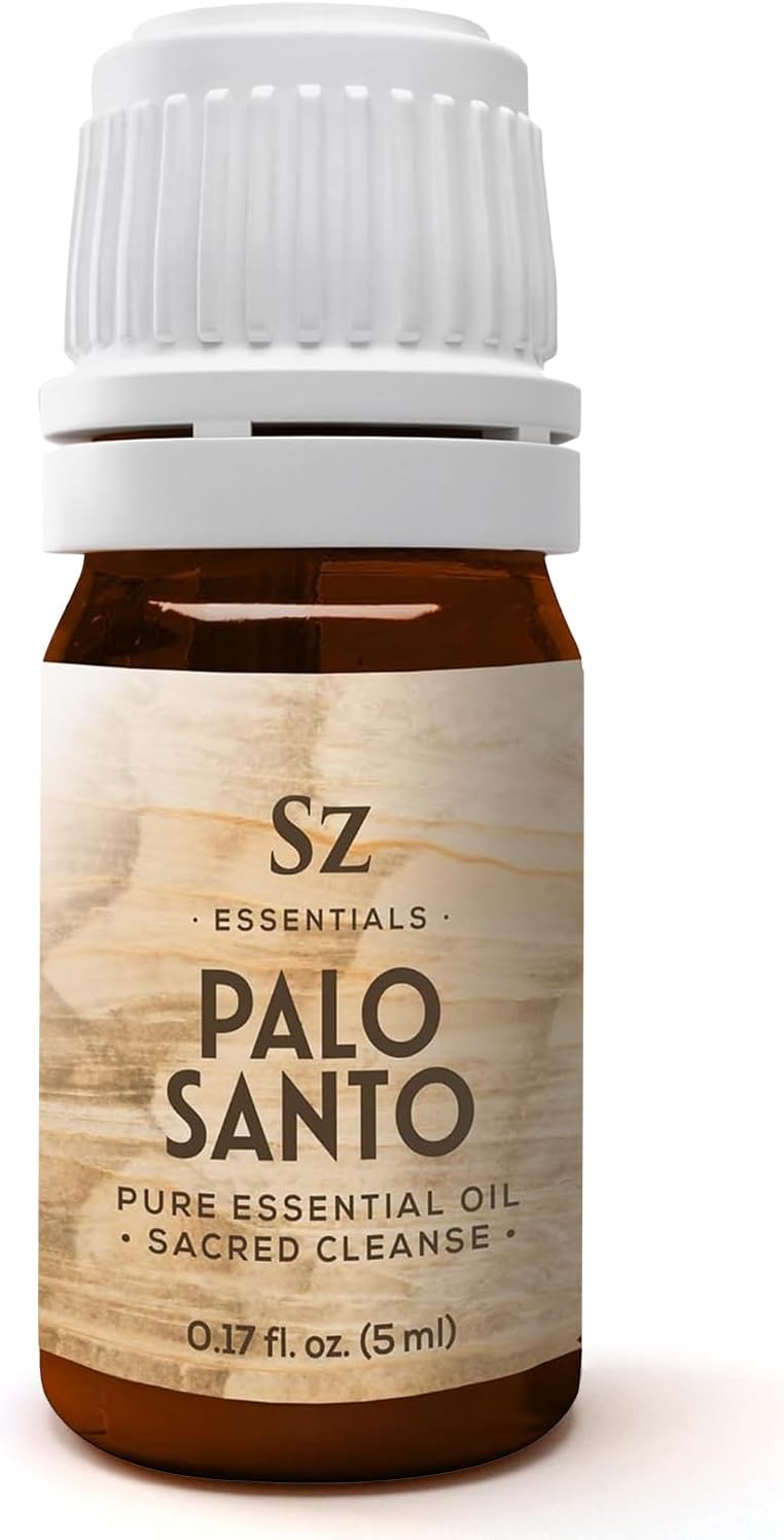 Palo Santo Essential Oil - Peru - 100% Pure & Undiluted - Extracted from Bursera graveolens holy wood - Rich & Woody Scent + Fresh Overtones - Therapeutic Grade & Vegan - 0.17oz (5mL)