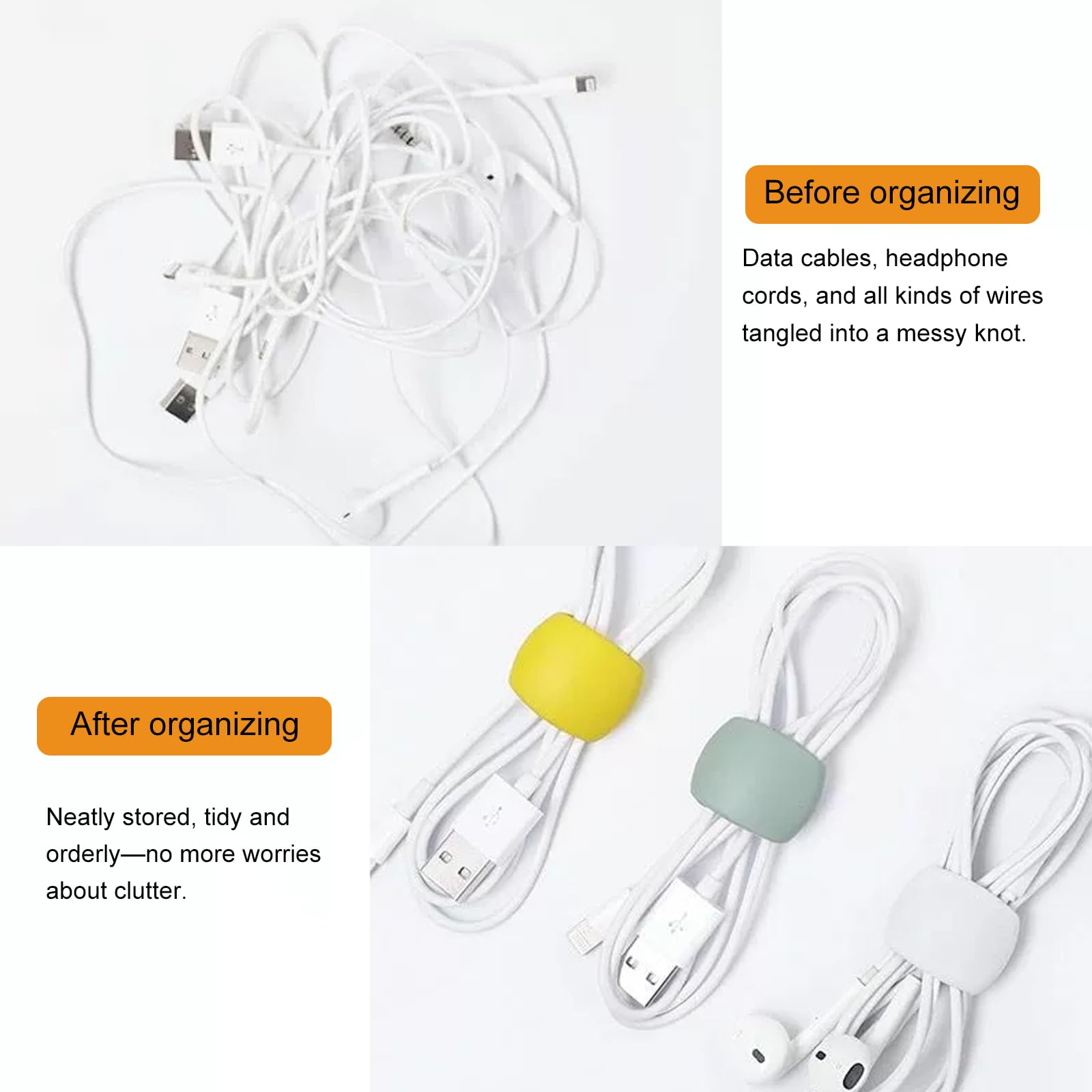 Paquete múltiple de clips de almacenamiento y organizador de cables, versátil gestión de cables y carga para viajes, escritorio y hogar, soportes de cables de datos seguros y ordenados — view 6
