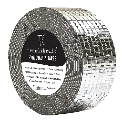 Image of 2 inch x 5 mtr waterproof Adhesive Heavy Duty Aluminium Foil Tape with Liquid Rubber Super Solution Sealer Butyl Strong Tape for PipeRoof & Tank Leakage Water proof Seal Repair Tep