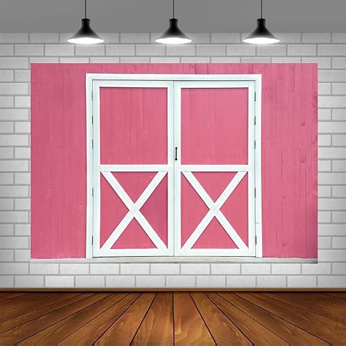 Lofaris Fondo de madera de granero rosa para fiesta de cumpleaños, vintage, primavera occidental, fondo de granja, vaquera, feliz cumpleaños, baby