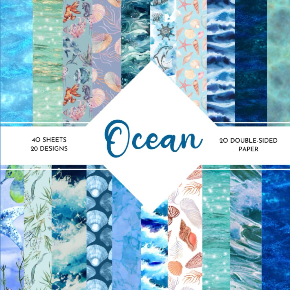 ocean-scrapbook-paper-ocean-water-decorative-craft-paper-8-5-x-8-5-inch-40-patterned-double-sided-sheets-20-designs-under-the-sea-themed-patterns-d-h-a-amazon-com-books
