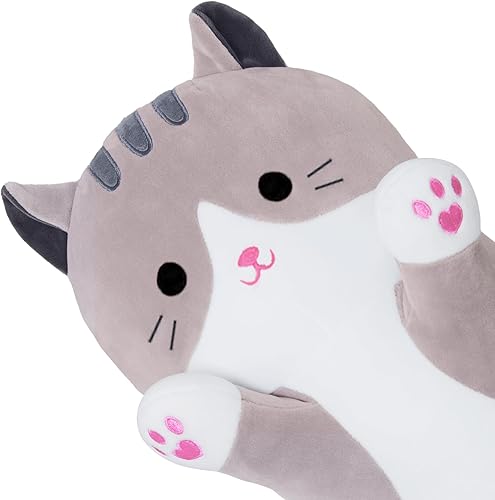 Miniatura 7 de SNOWOLF Peluche de gato negro de 59 pulgadas, almohada suave y larga para el cuerpo, almohada corporal de peluche con diseño de gato negro y sésamo