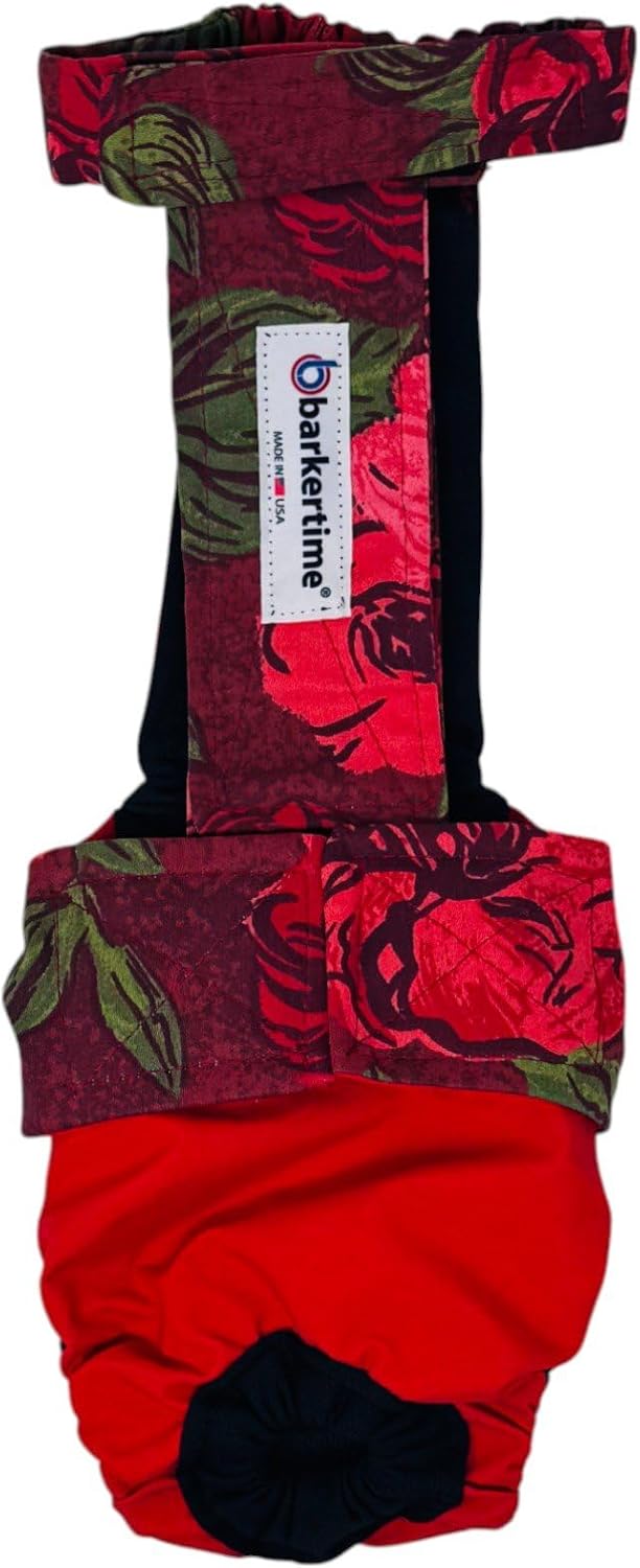 Crimson Blossoms Dog Diaper Overall, XXL, Without Tail Hole - Made in USA