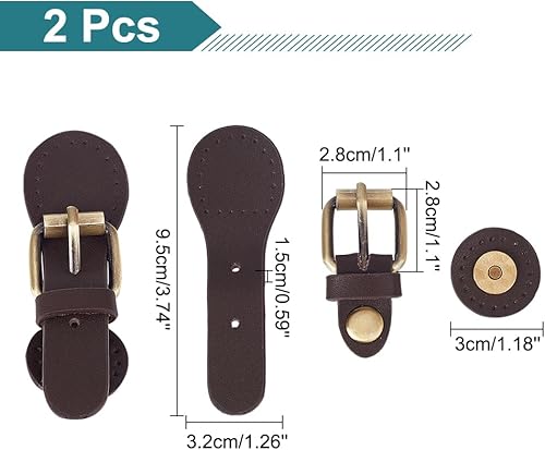 Miniatura 2 de WADORN 2 hebillas de cierre de palanca de piel sintética, cierre de lengüeta, cierre de piel sintética para coser en bolsas, hebillas de rodillo
