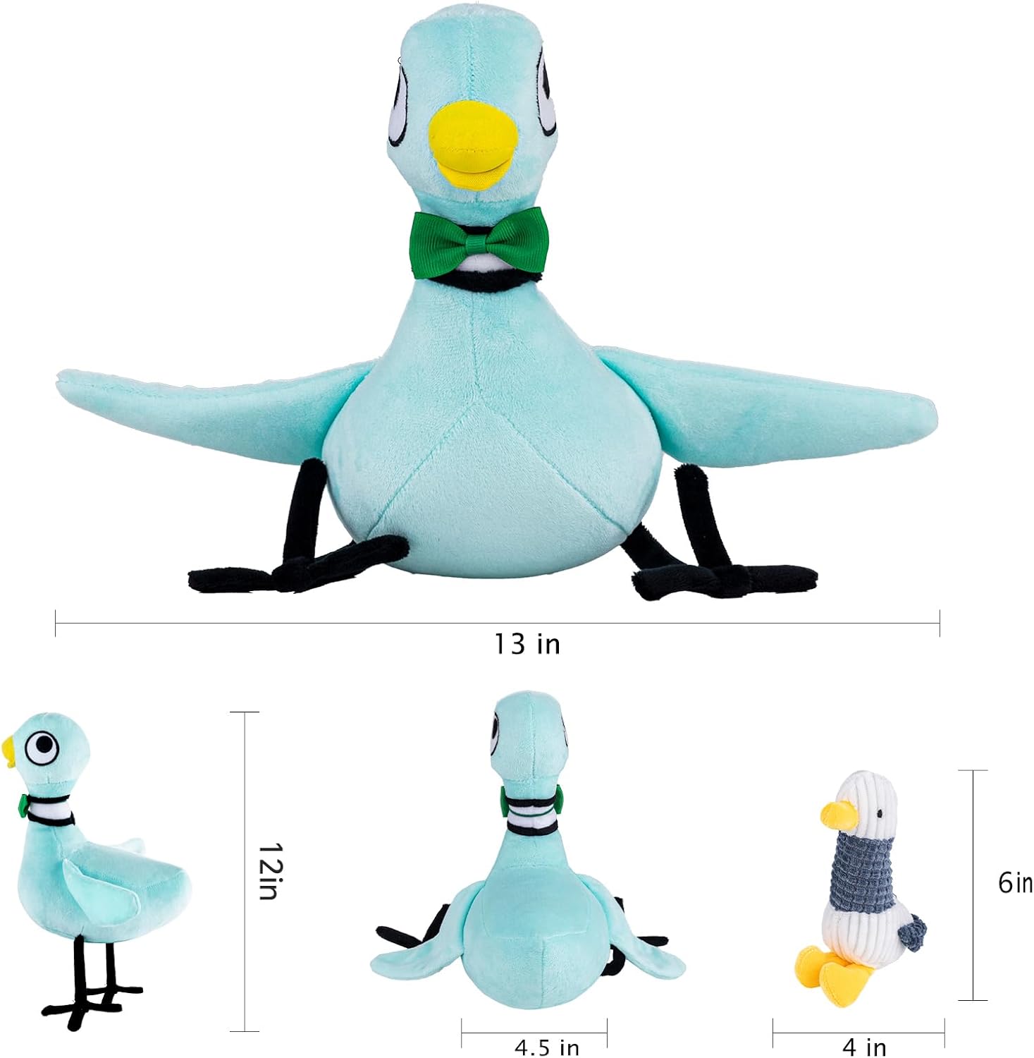 2pcs Pigeon Stuffed Animal Pigeon Plush with Small Little Duckling Soft Bird Plush Toy Birthday Gifts for Kids, Big Eyes, 12 in