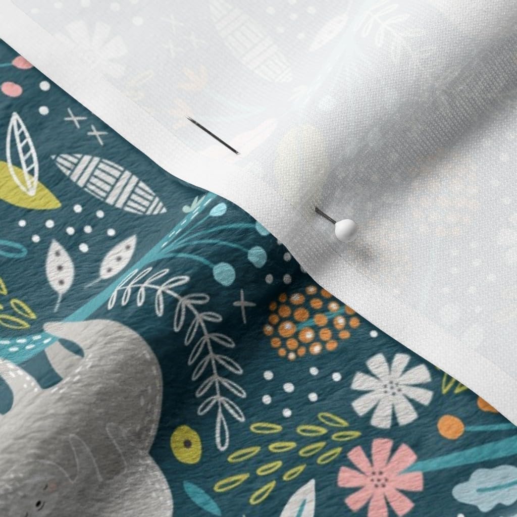 Spoonflower Fabric - Floral Tropical Sloth Butterflies Jungle Nursery Blue Nature Tree Printed on Minky Fabric by The Yard - Sewing Baby Blankets Quilt Backing Plush