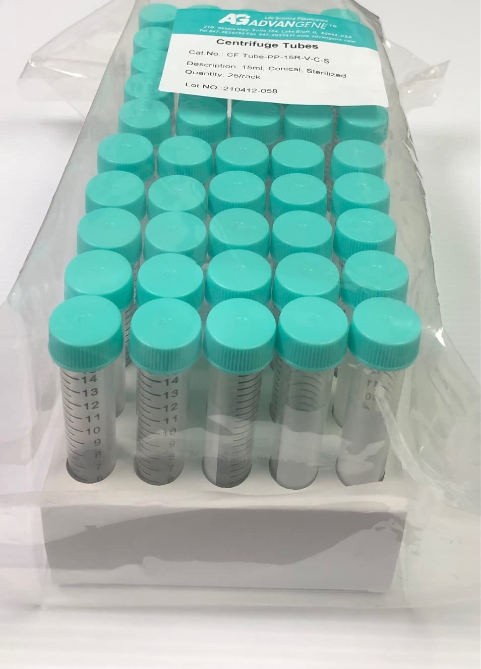 PP Centrifuge Tube, 15 ml, Sterile, racked (25/Rack; 150 Tubes/Case)