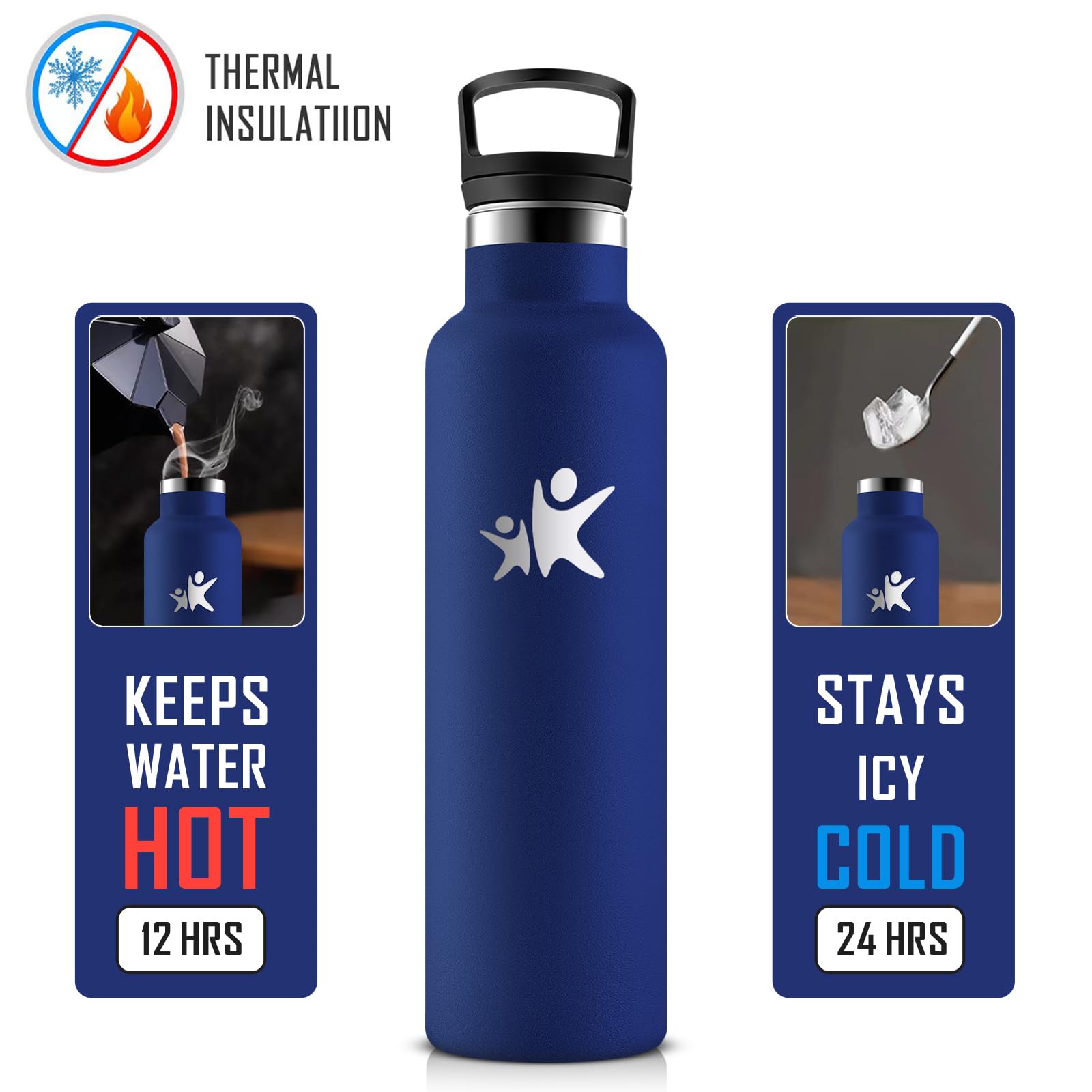 KollyKolla Borraccia Termica 750ml, Borraccia a Prova di Perdite, Facile Pulizia, senza BPA, Riutilizzabile, Borraccia con Cannuccia, Borraccia per Adulto, Campeggio, Ciclismo, Lavoro, Viaggio