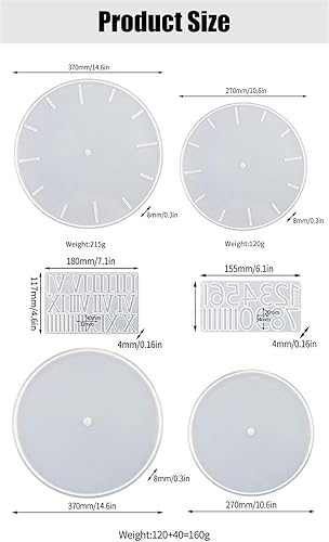 Miniatura 7 de Moldes de reloj de resina, moldes de silicona con mecanismo de números romanos de 1014 pulgadas, moldes de resina para reloj, manualidades,
