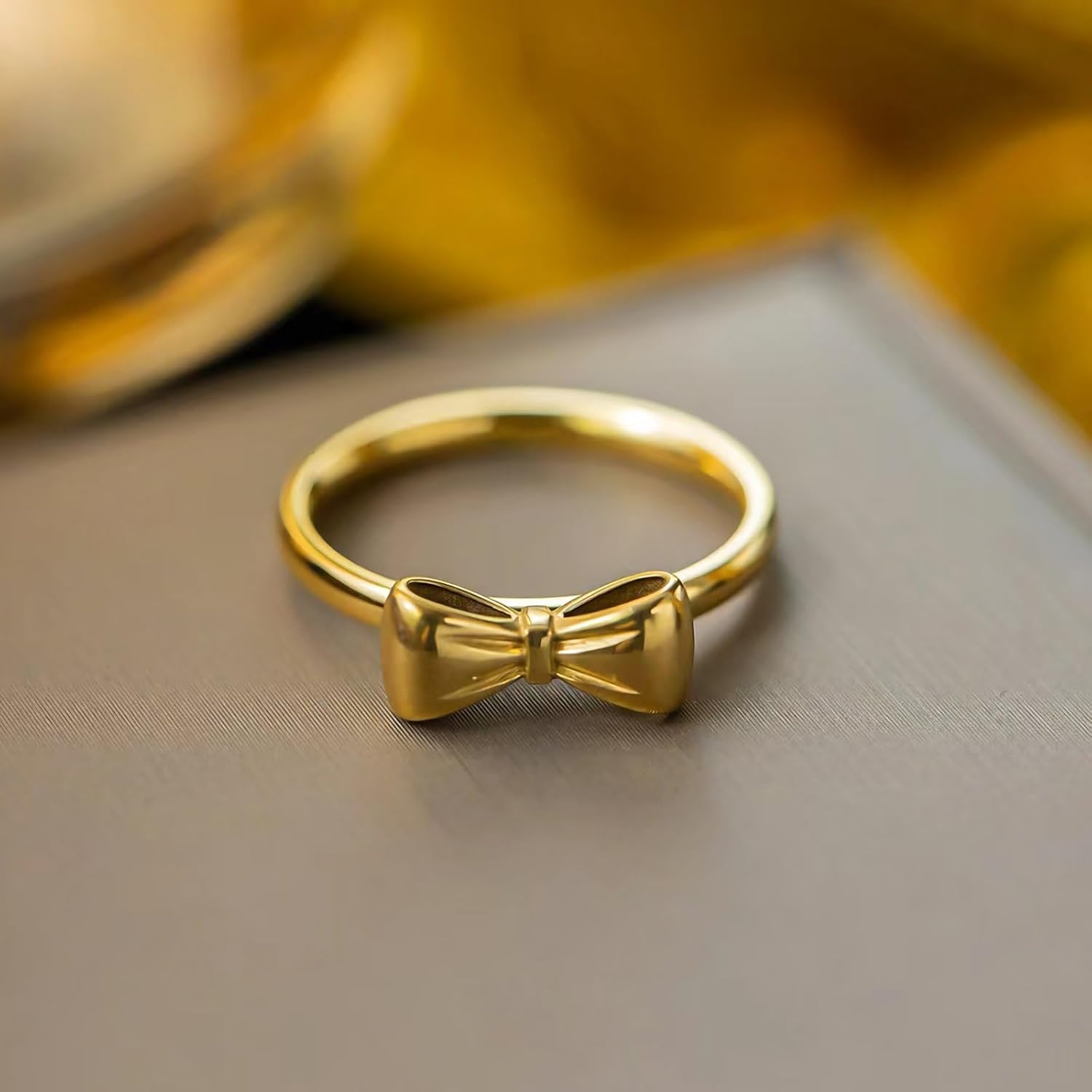 Stainless Steel Personalized Ring Cute Bowknot Jewelry Size 5-9 Hollow Out Accessories Gold Delicate Everyday Statement Rings for Women - Image 3