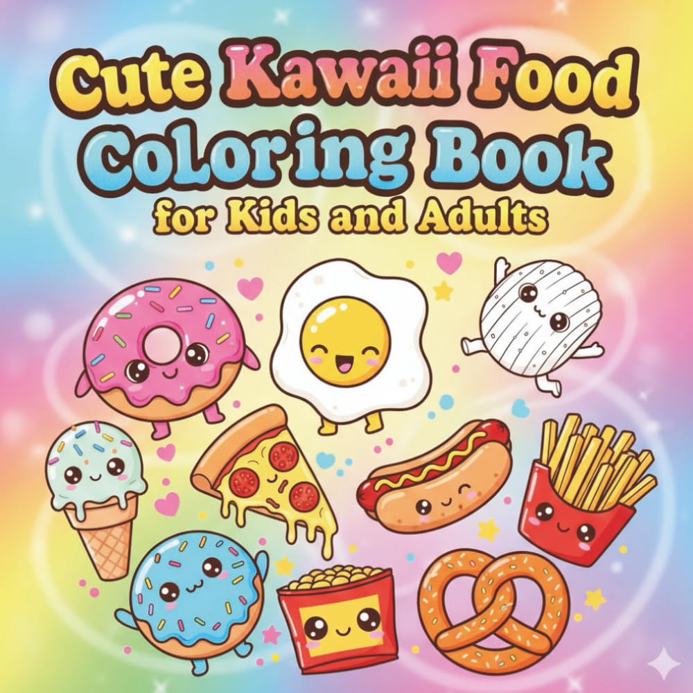 Cute Kawaii Food Coloring Book for Kids and Adults: Adorable and Cozy Food Characters to Relax, Have Fun, and Enjoy Coloring