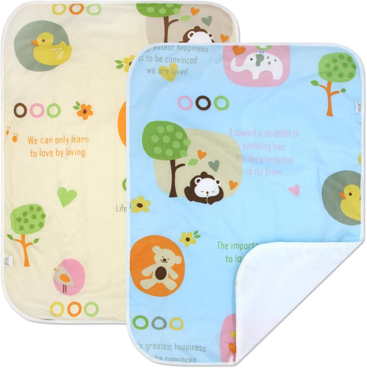 2 Pack Baby Waterproof Diaper Changing Pads Travel Friendly Super Soft Fabric Size 19.5 X 27.5 inches (Medium,0-1 Year) Cartoon Series
