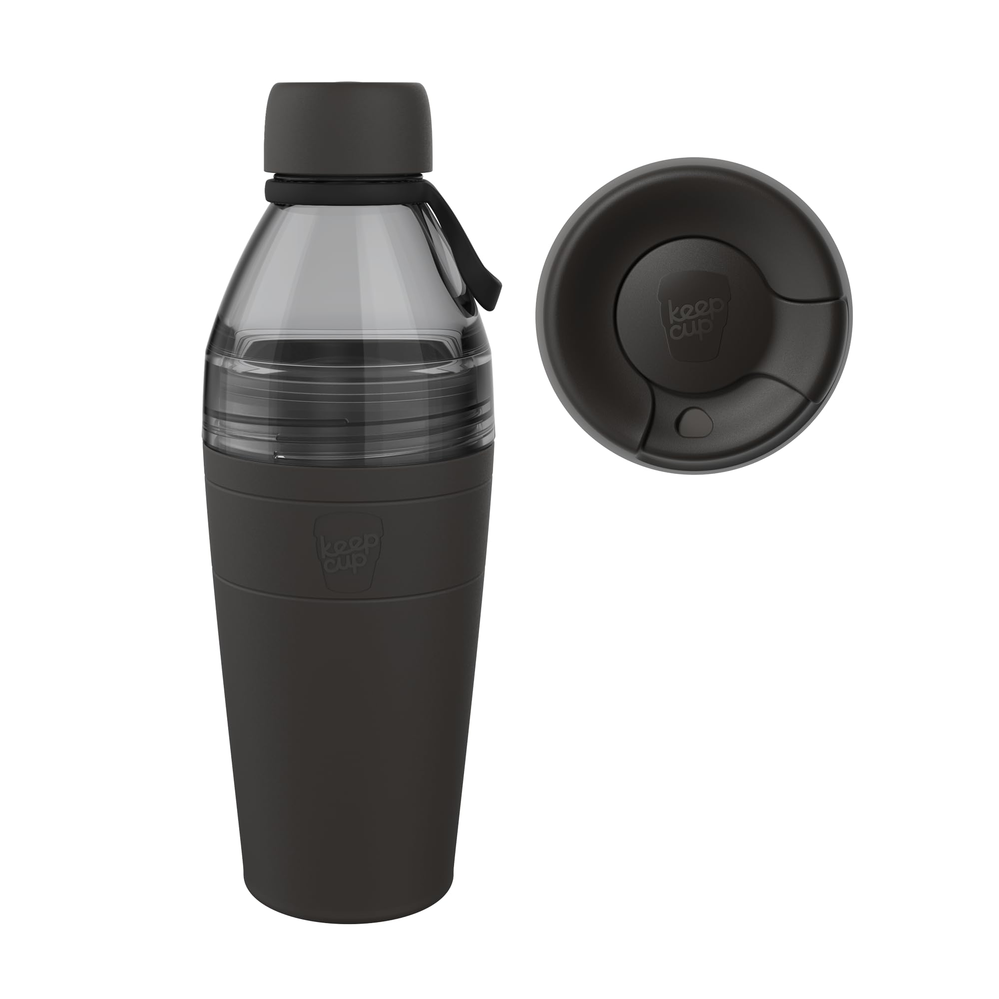 KeepCup Cup-to-Bottle Kit, 2 in 1 Reusable Water Bottle and Travel Mug, Insulated Stainless Steel & Plastic Dual Opening with Leakproof Sipper Lid - 660ml Bottle to 16oz Cup - Black