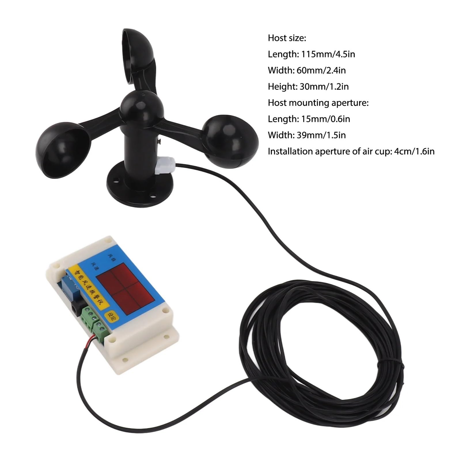 3 Fan Blades Tower Crane Anemometer 360 Degeree Measurement Alarm Wind Speed Meter High Accuracy Anti Interference for Fishing