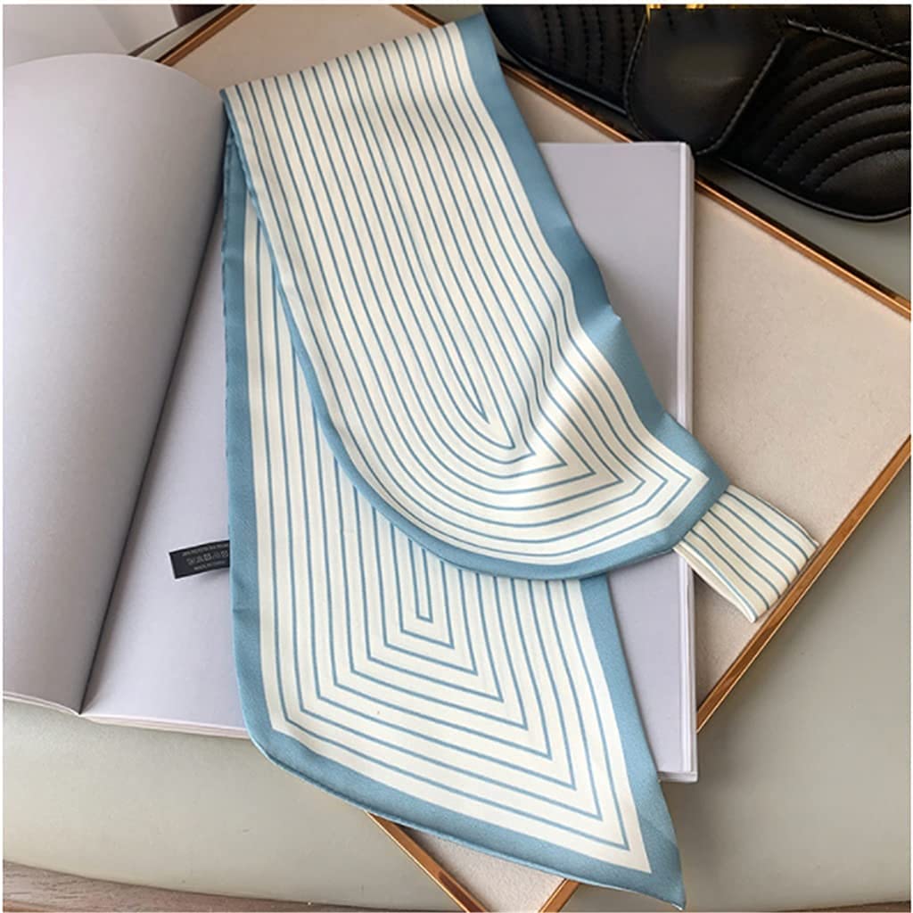 Bufanda de Mujer Pañuelo Cuadrado Corbata de Pelo Estampado Pañuelo de Seda Satinada Pañuelo de Cabeza para Mujer Pañuelo de Seda de Tira Larga pequeña (A 15 * 70CM)