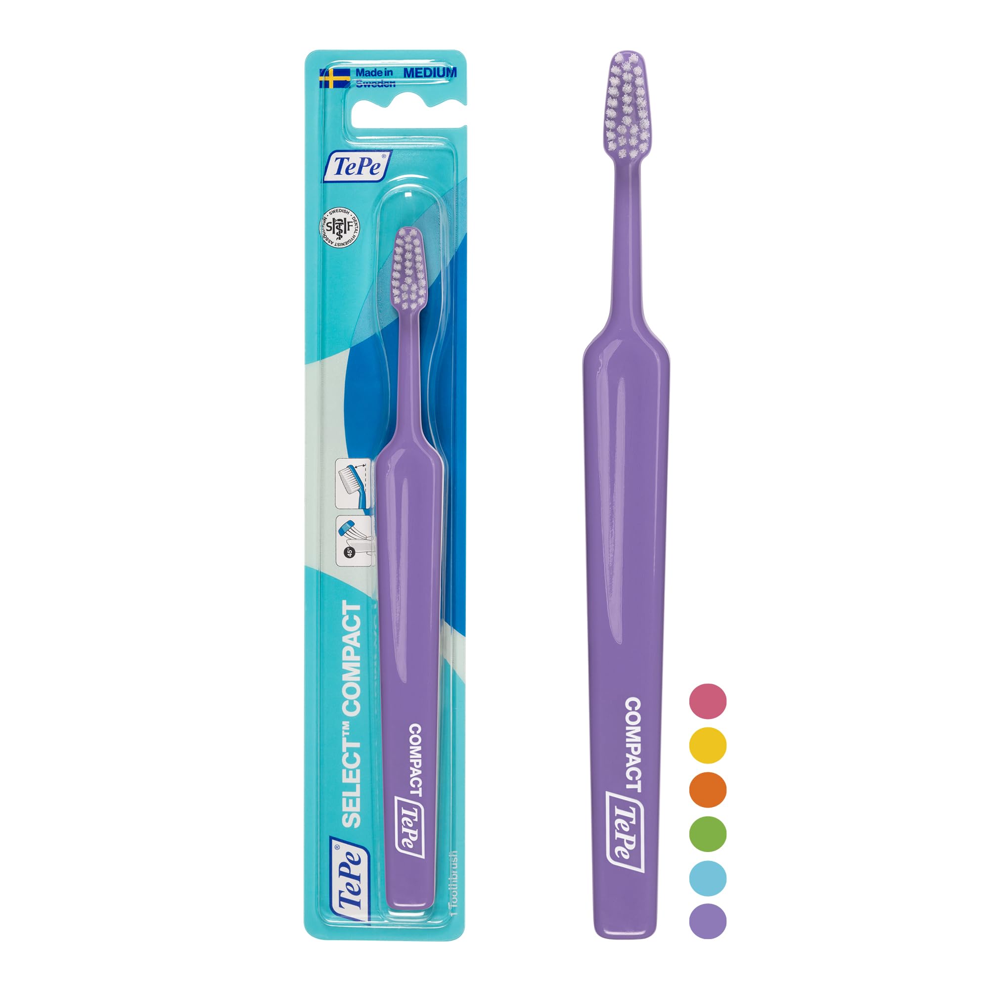 TePe Select Compact Toothbrush, Medium, Assorted Colours, 1pc