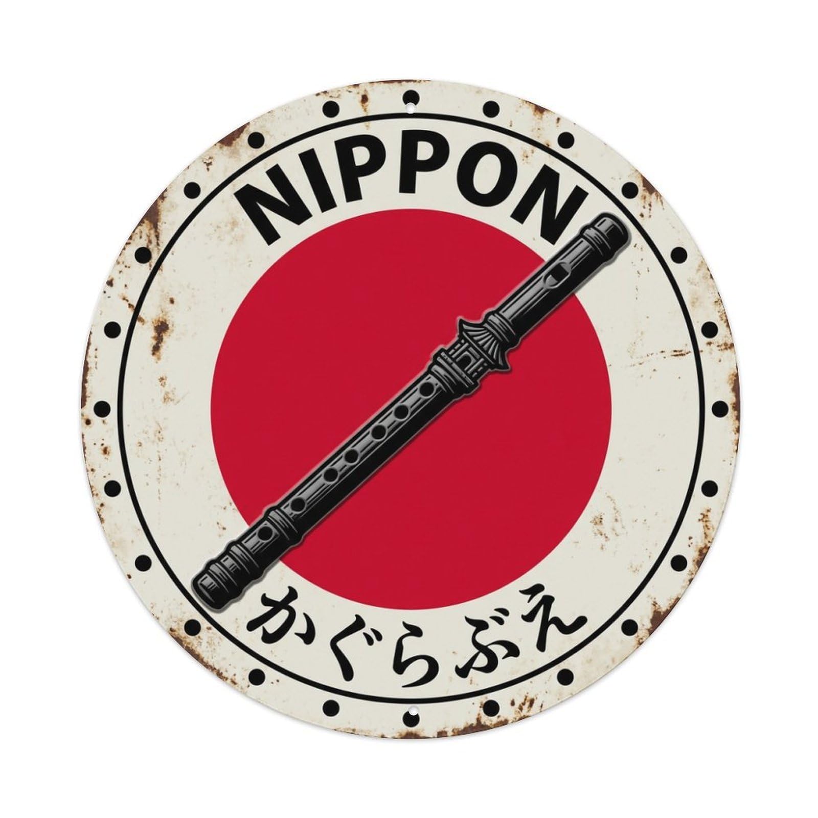 Galvaxio Style Kagurabue Flute Nippon Sacred Music Vintage Metal Tin Sign