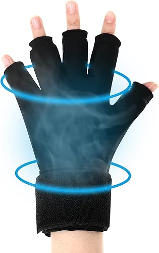 Luguiic Guante de hielo de compresión para artritis de dedo para mujeres y hombres, correa ajustable para la muñeca, bolsa de hielo para mano,