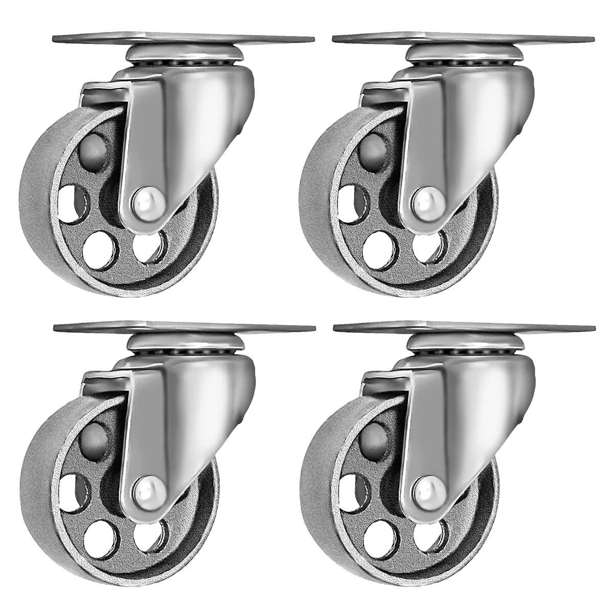 Online Best Service 4 All Steel Swivel Plate Caster Wheels Heavy Duty High-Gauge Steel Gray (3.5" No Brake)