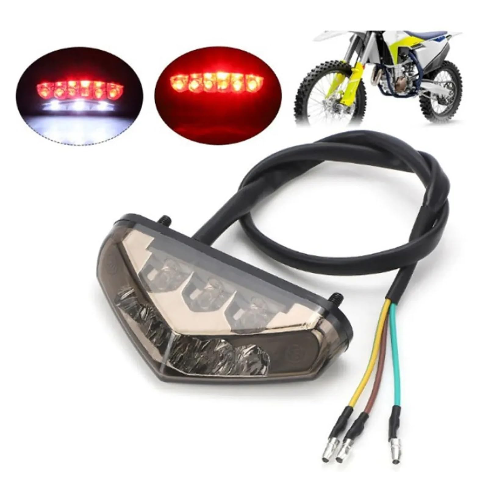 Feu Arrière Universel Moto Pour Dirt Bike ATV Chopper Scooter Pour Cruiser Moto Numéro Feu Arrière Pour LED D'immatriculation 12V Frein(1pcs Smoked MTWD01)